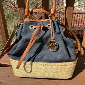Michael Kors denim drawstring bag